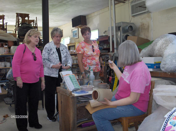 My Just Desserts, Rug Retreat, Jan Wright decorating Salt Glazed Pottery